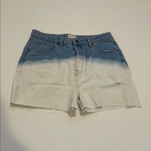 Superdown Blue and White Ombré High-Waisted Jean Shorts